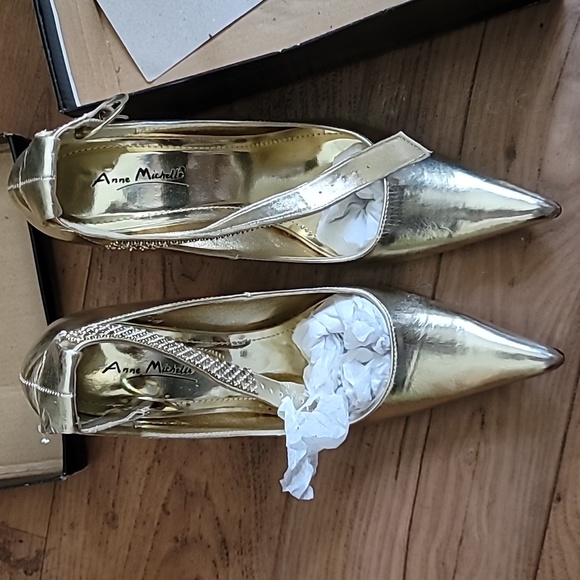 Anne Michelle Metallic Gold Heels Sz 10 - Picture 4 of 4